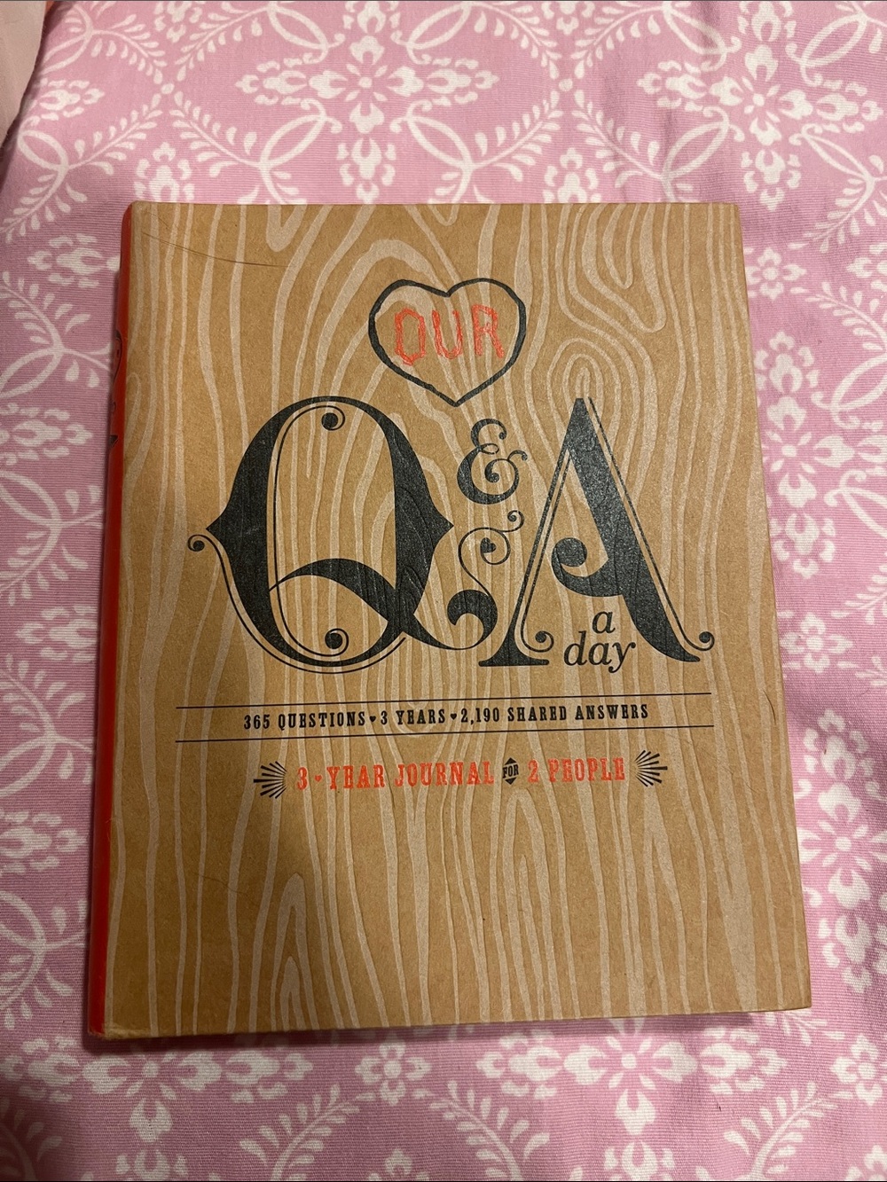 Q&A a Day 3-Year Journal - Tan Woodgrain Cover with Black & Coral Text